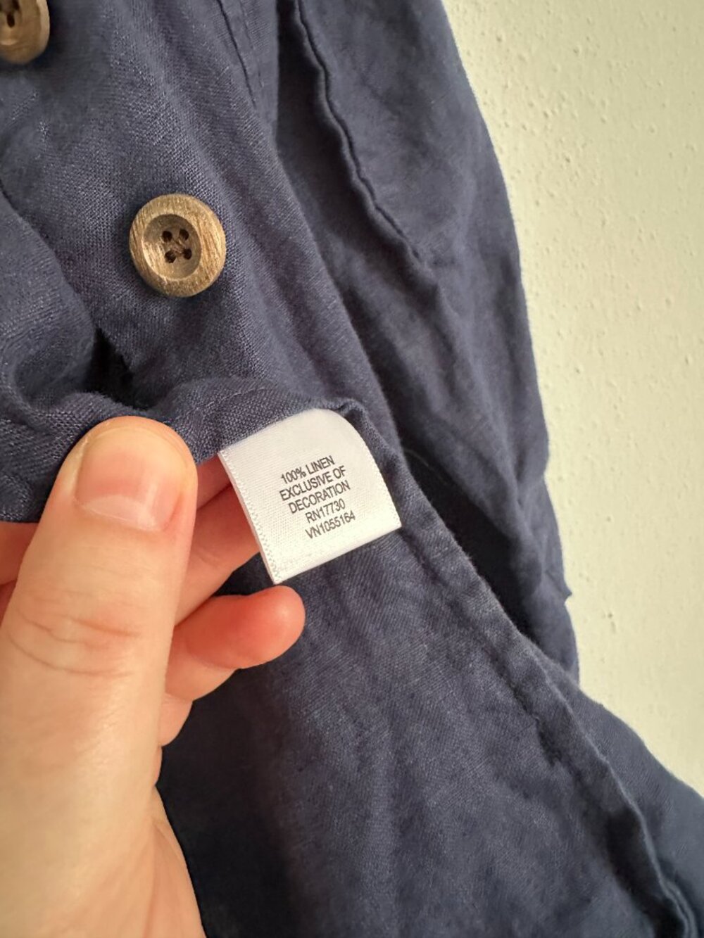 Merona 100% Linen Shirt Blue Button Front Long Sleeve Utility Shirt Women’s L - Picture 4 of 6